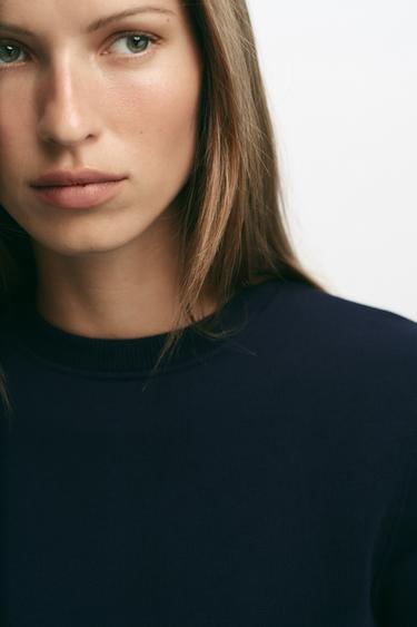 BASIC COTTON SWEATSHIRT - Navy blue by Zara - Image 2