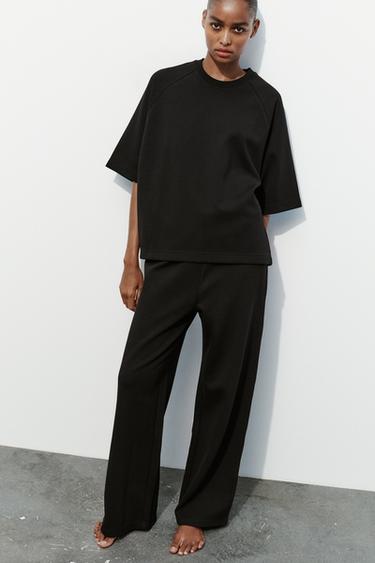 ФУТБОЛКА ОВЕРСАЙЗ INTERLOCK — ЧЕРНЫЙ от Zara — изображение 0