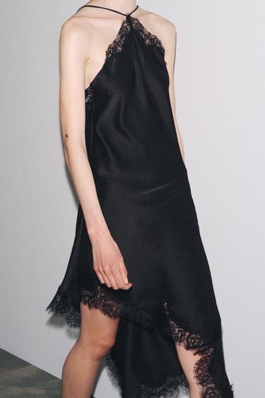 ZW COLLECTION SATIN LACE DRESS - Black by Zara