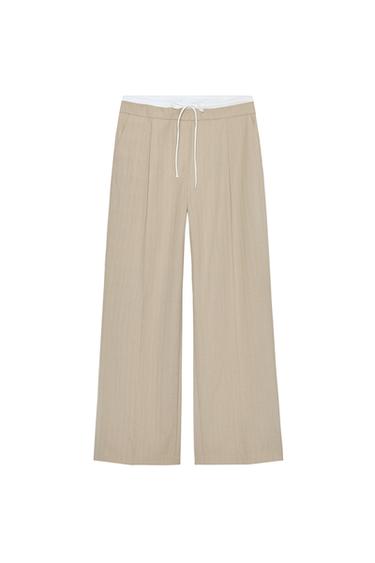 VIDE BUKSER MED DOBBELT TALJE - sand fra Zara