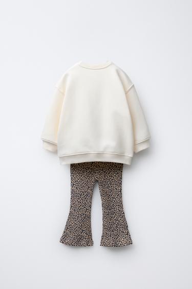 ENSEMBLE SWEAT ET LEGGING FLARE IMPRIMÉ - Écru moyen de Zara - Image 1