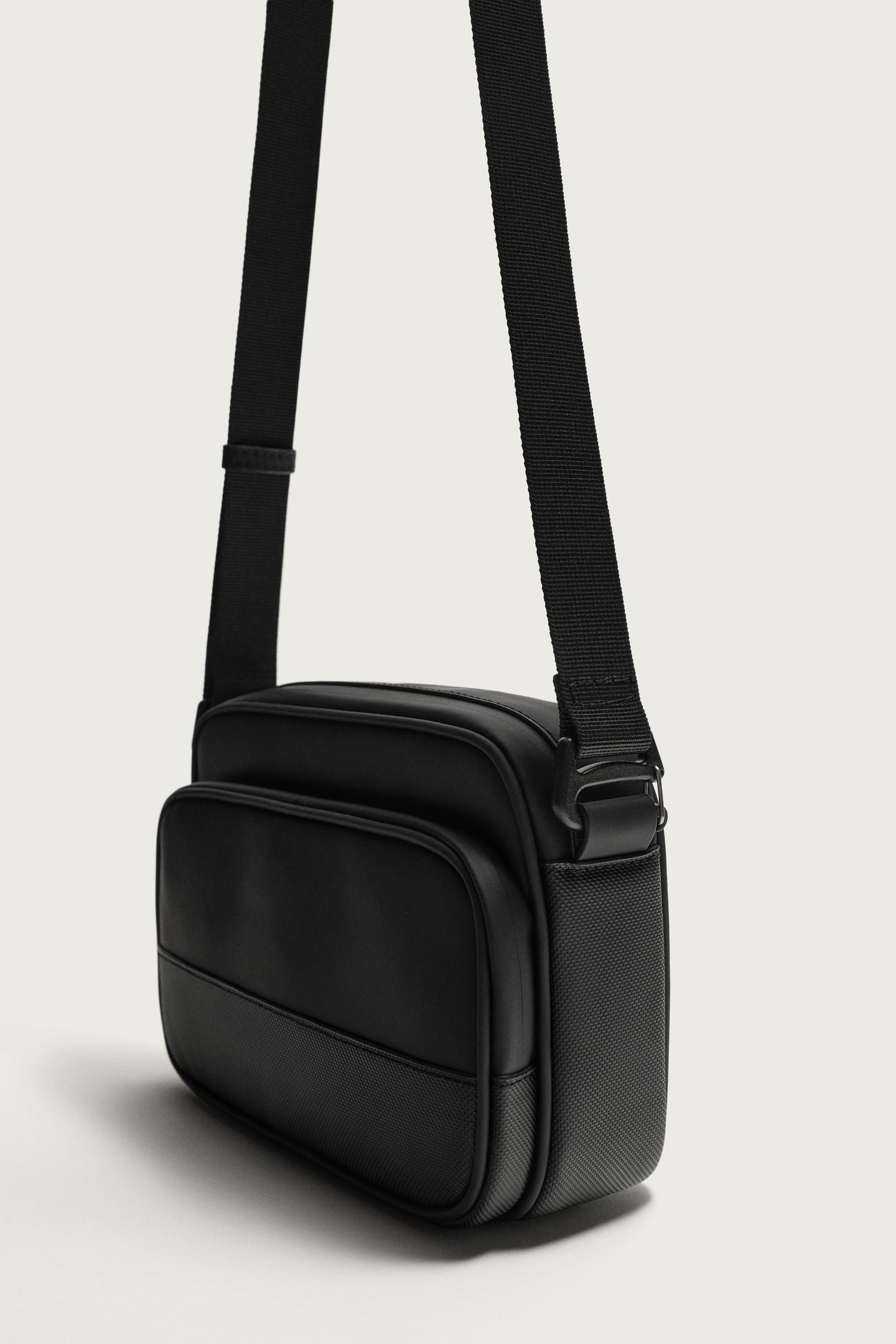 Мужская сумка Zara Rubberized Crossbody, цвет: Чёрный — фото 5