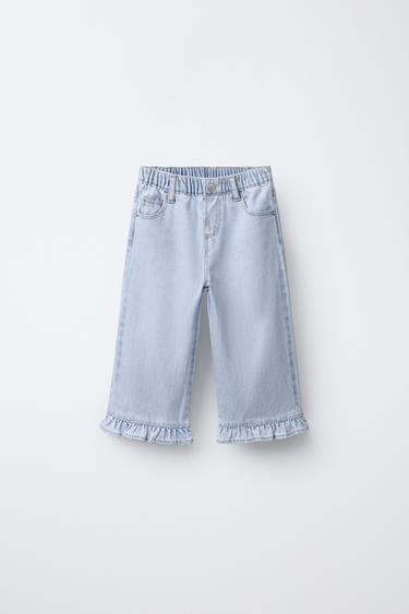 RUFFLED CULOTTE JEANS — Light blue 1