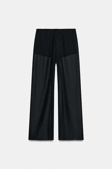 PANTALON FLUIDE SEMI-TRANSPARENT - Noir de Zara - Image 1