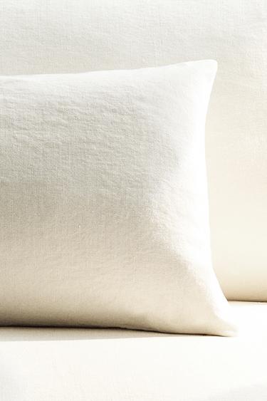 WASHED LINEN CUSHION COVER — Oyster-white 1