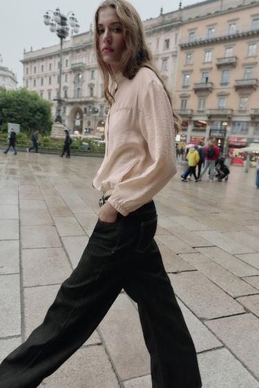 CONTRASTING SEAM BALLOON TOP - Ecru by Zara - Image 2