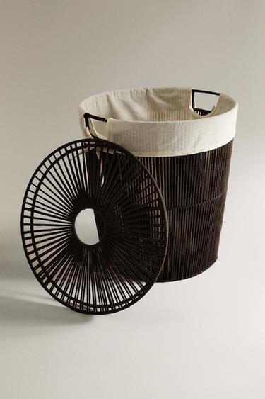 FABRIC-LINED LAUNDRY BASKET - Dark brown by Zara - Image 1