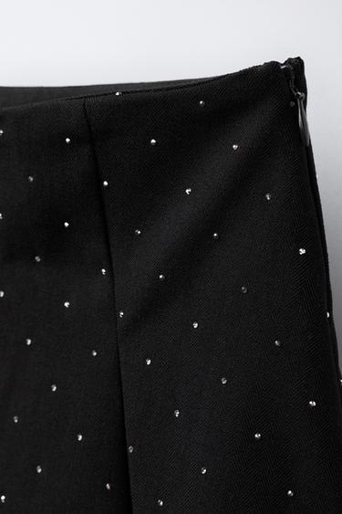 RHINESTONE BOX PLEAT BERMUDA SKORT - Black by Zara - Image 2