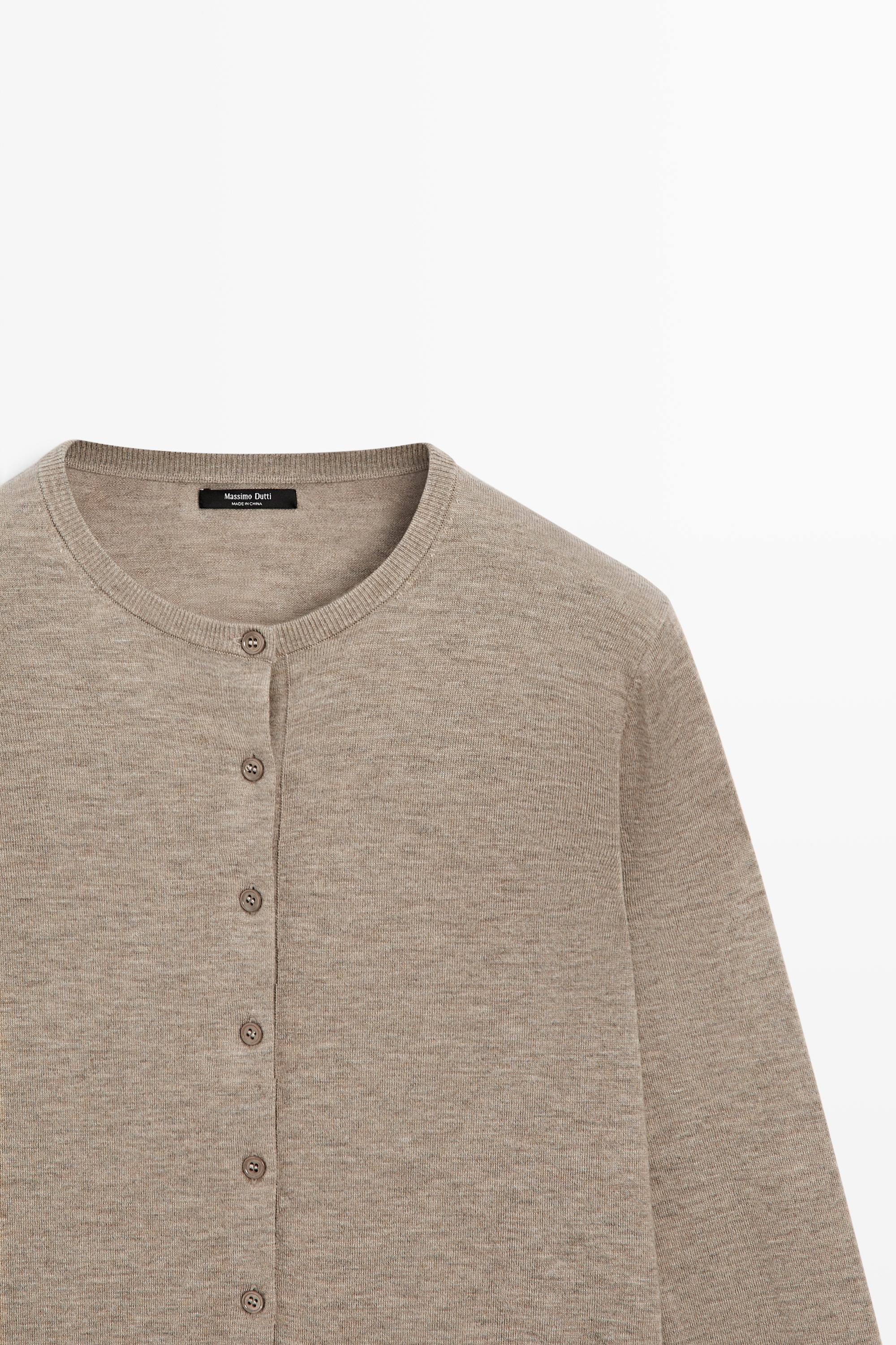 Cardigan en maille fine col rond