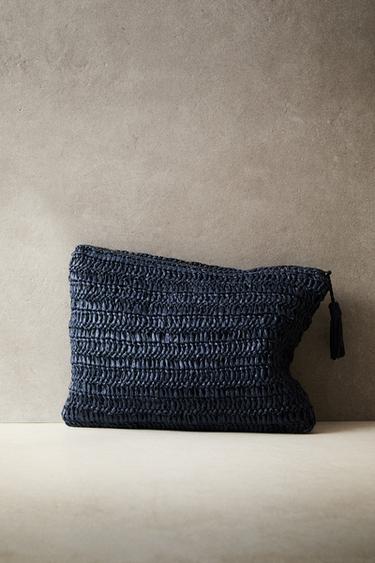 Zara PAPER MAKEUP BAG - Navy Blue