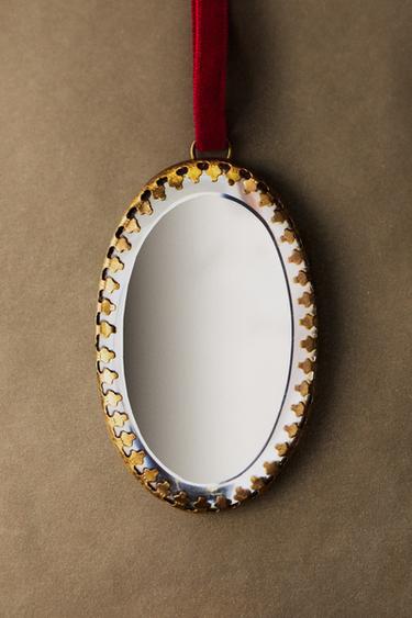 OVAL MIRRORED CHRISTMAS TREE DECORATION — Golden 1