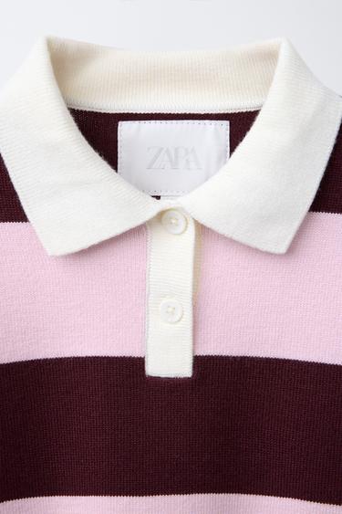 POLO EN MAILLE À RAYURES - Rose de Zara - Image 2