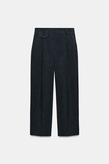 PANTALONS RECTES AMB PINCES - Gris mitjà de Zara