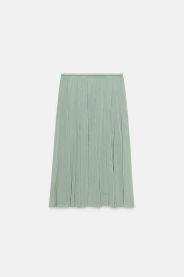 JUPE MIDI ZW COLLECTION - Vert pastel de Zara - Image 8