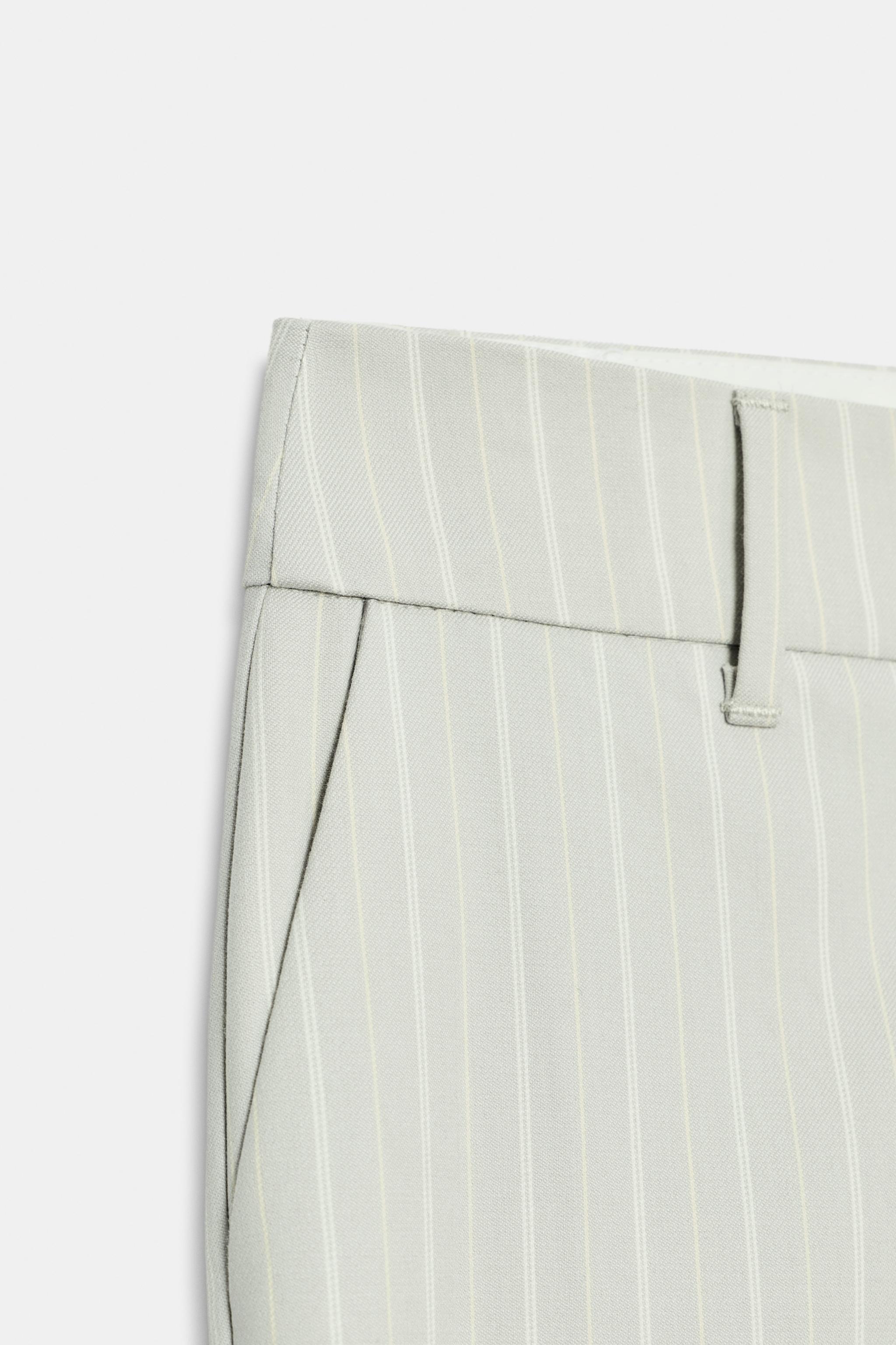LOW-RISE STRIPED STRAIGHT LEG PANTS