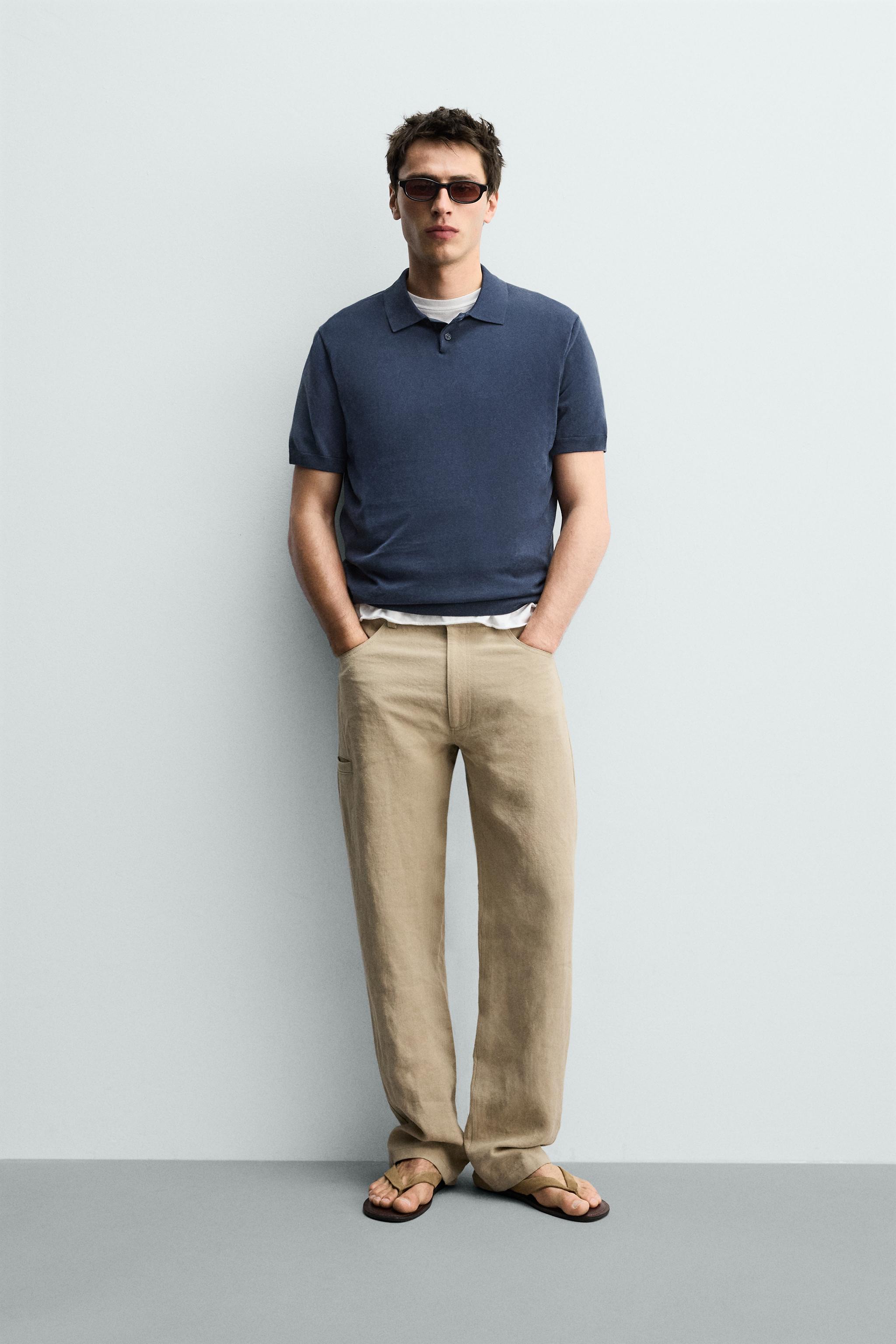WASHED TEXTURED KNIT POLO SHIRT - Blue / Indigo | ZARA India