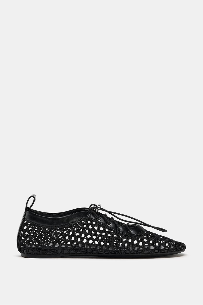 Zara - Low Heel Mesh Shoes - 6 - Black - Women Zara - Low Heel Mesh Shoes - 6 - Black - Women