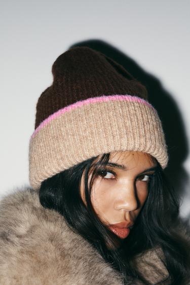 CONTRAST TURN-UP BEANIE - Brown by Zara - Image 1