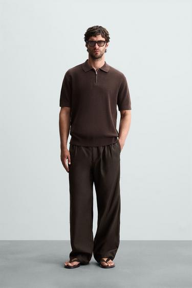 POLO PUNTO PERLADO CREMALLERA - Chocolate de Zara - Imagen 0