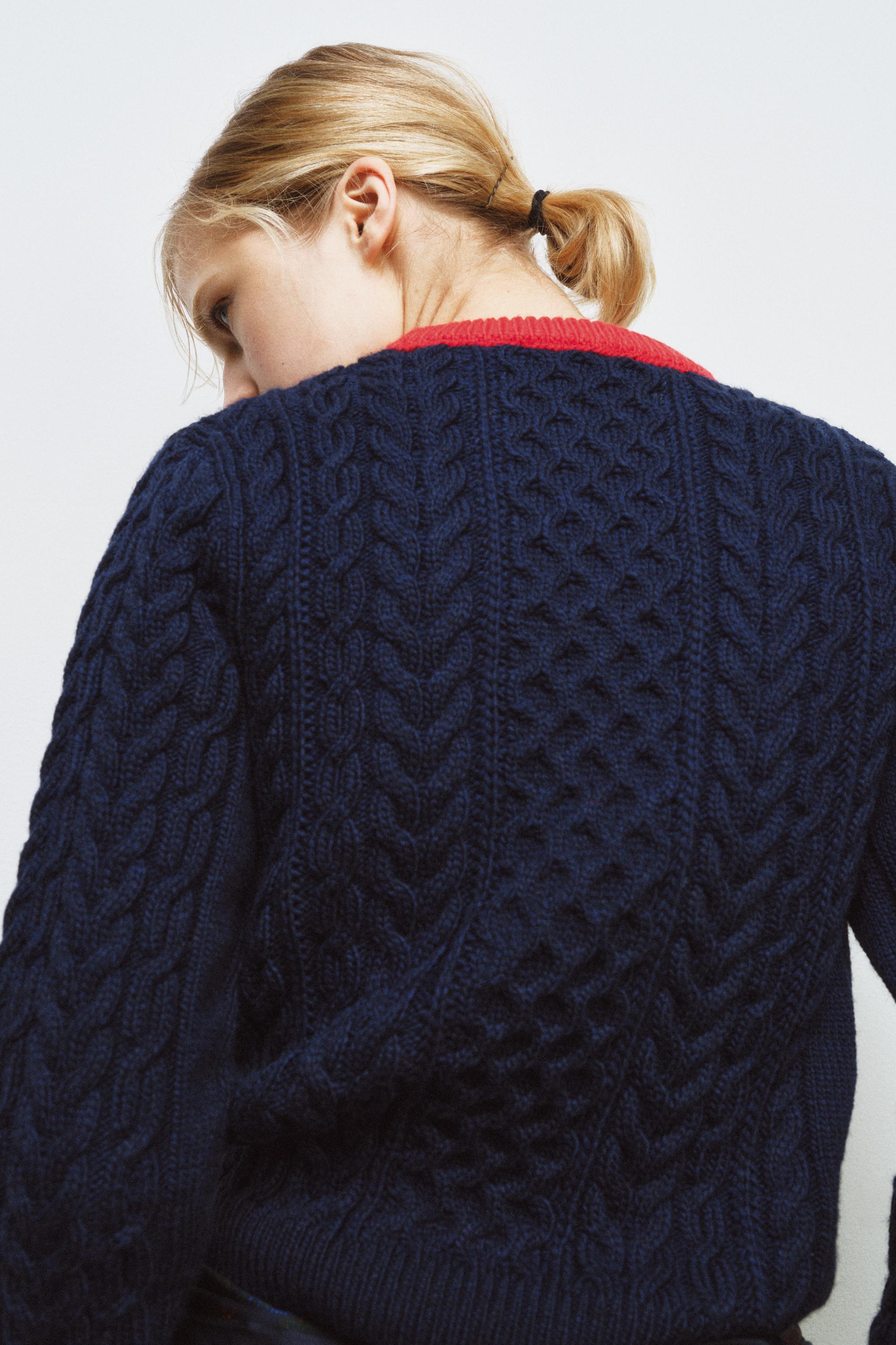 ケーブルニットカラーブロックセーター - マルチカラ― | ZARA Japan / 日本