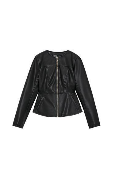 HOODED FAUX LEATHER VEST