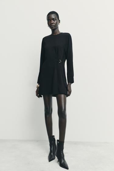 MINI DRESS WITH METAL BUCKLE - Black by Zara