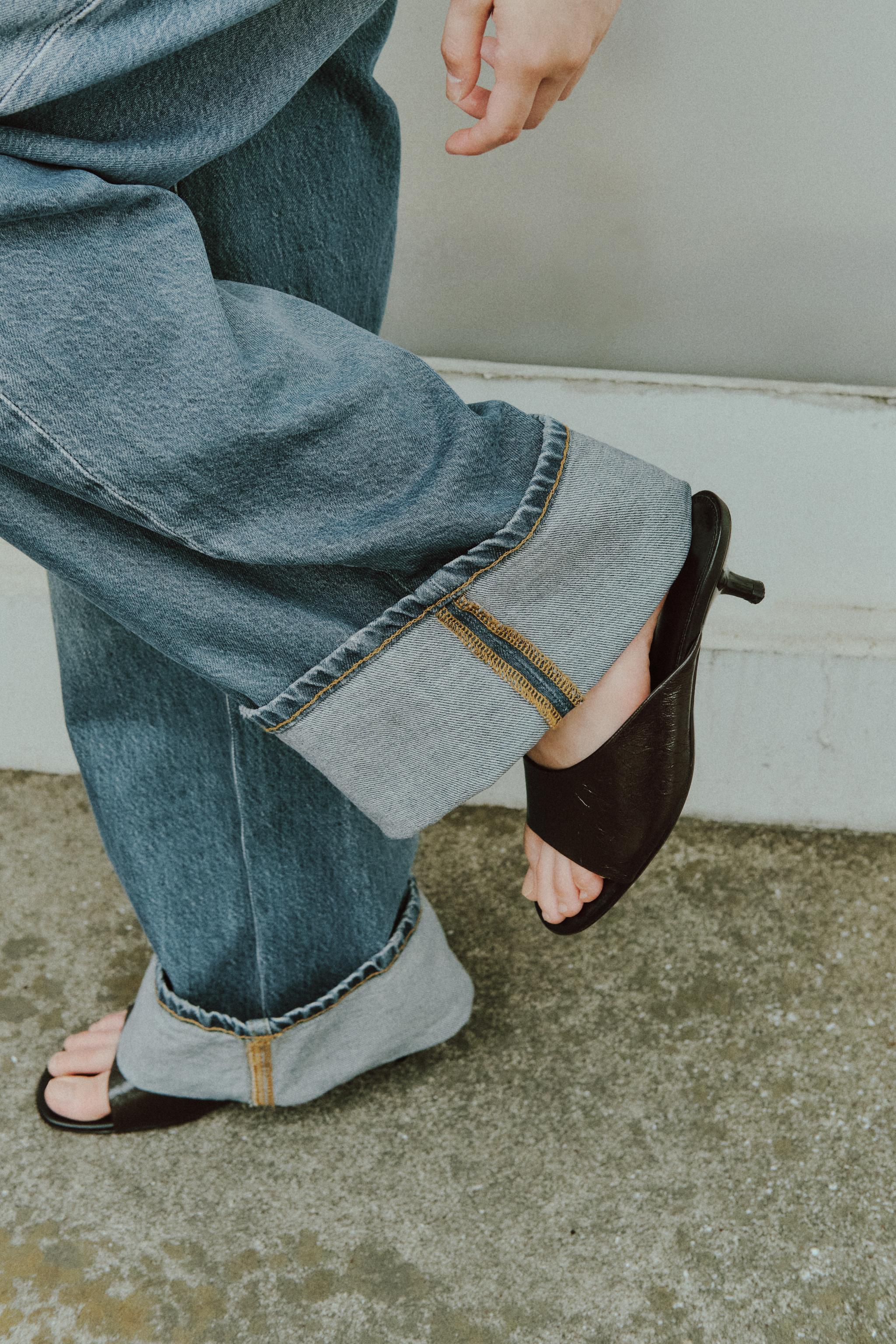 レザーキトンヒールサンダル - ブラウン | ZARA Japan / 日本