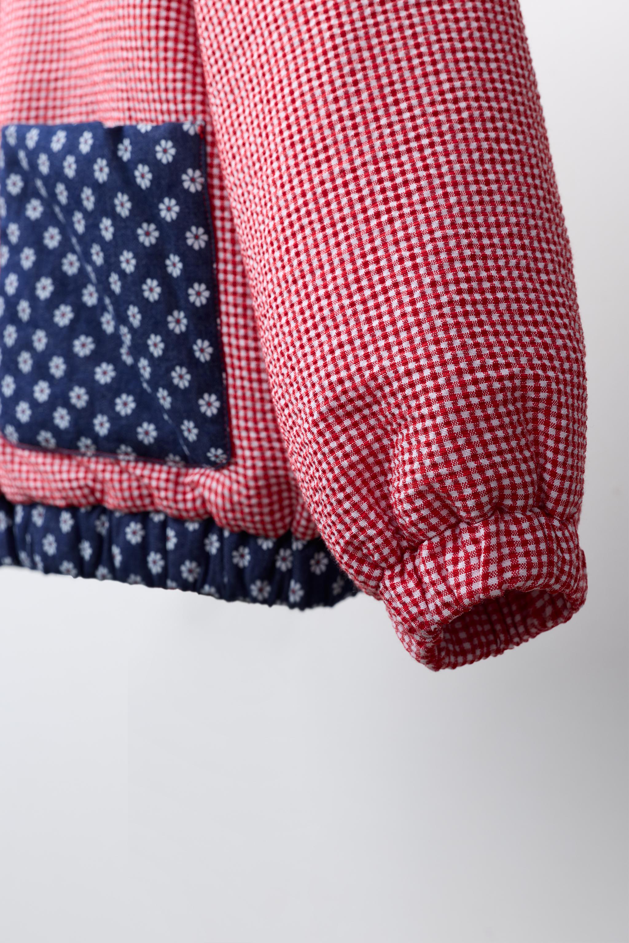 BLOUSON BOMBER CARREAUX VICHY ET FLEURS