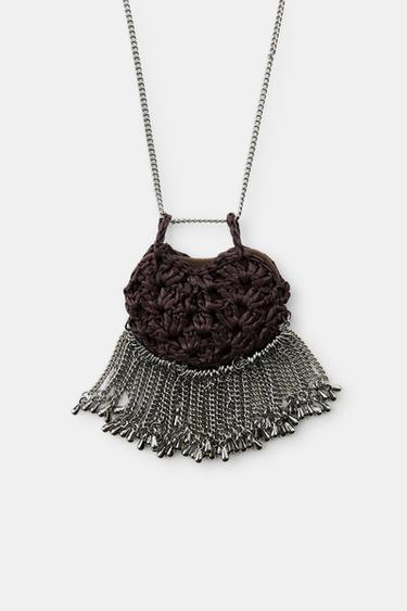 COLLAR LARGO BOLSO CROCHET - Marrón de Zara