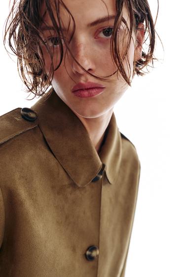 VESTE COURTE EFFET DAIM - Kaki foncé de Zara - Image 5