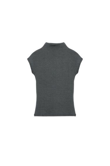 CAMISETA CON ALGODÓN - Gris azul de Zara