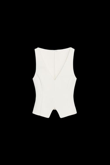 TOP INTERLOCK ESCOTE PICO - Crudo de Zara - Imagen 0
