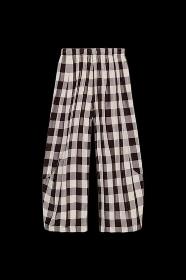 PANTALÓN CUADRO VICHY ZW COLLECTION - Marrón / Crudo de Zara