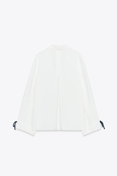 SHIRT WITH CONTRAST TRIMS - Oyster-white by Zara - Image 8