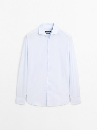 Zara Slim fit striped 100% cotton shirt - Sky blue - Image 0