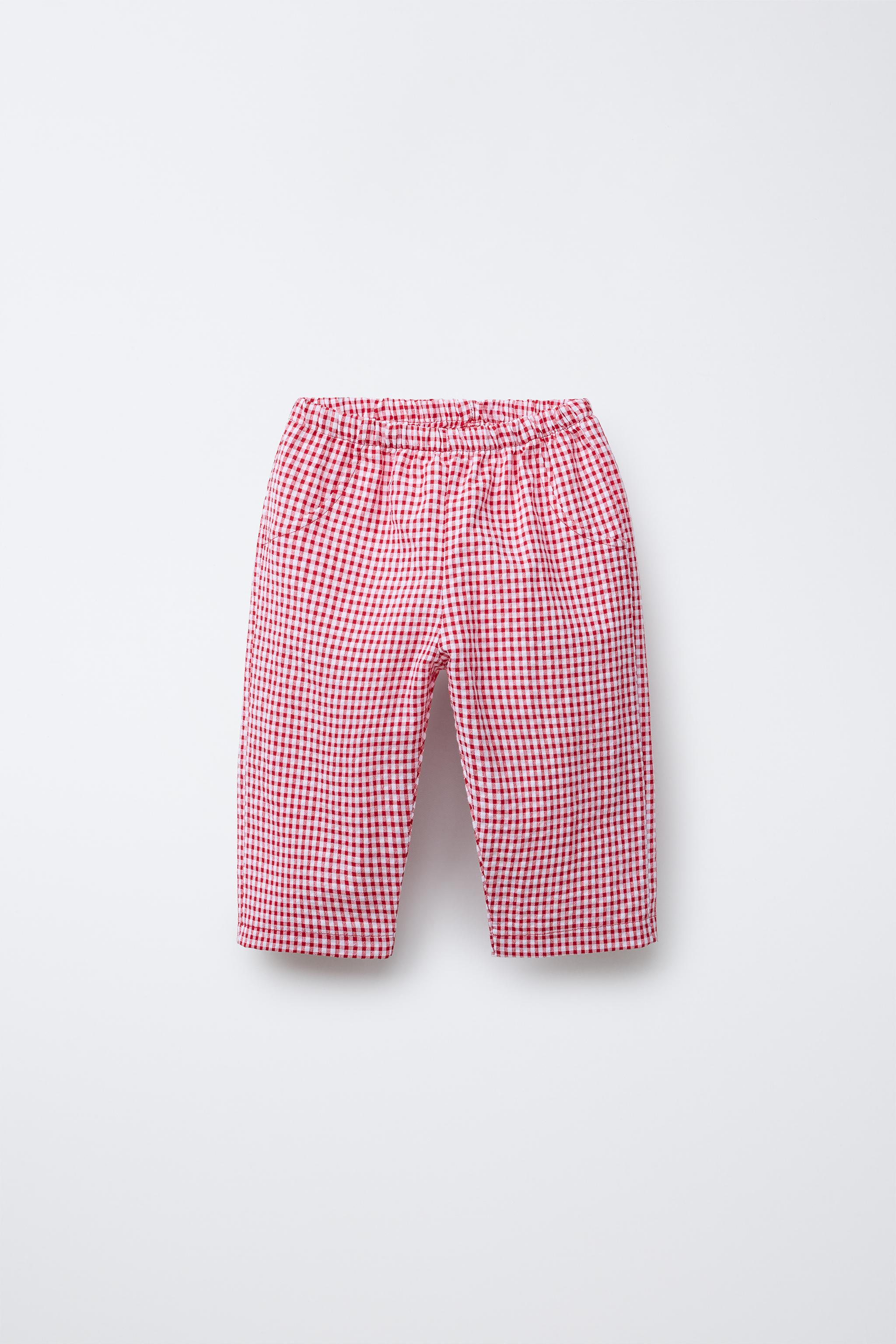 ZARA - ZARA チェックプリント ジョーツ バギー ブラウン ハーフ