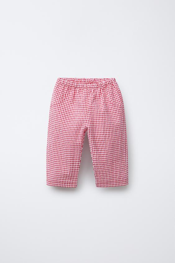 GINGHAM CHECK BAGGY TROUSERS