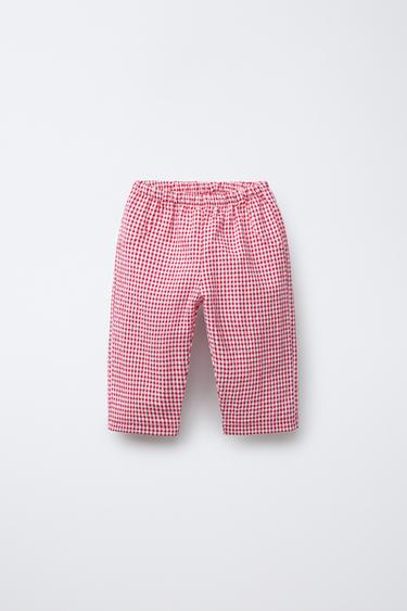 PANTALÓN BAGGY CUADRO VICHY - Rojo / Blanco de Zara