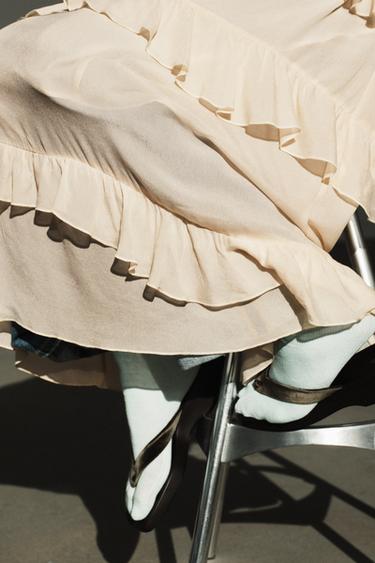 ROBE MI-LONGUE À VOLANTS - Crème de Zara - Image 2