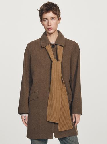 Zara Mid-length wool blend coat with flap pockets - Olive green