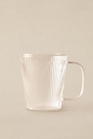 BOROSILICATE GLASS MUG WITH LINES - Transparent by Zara