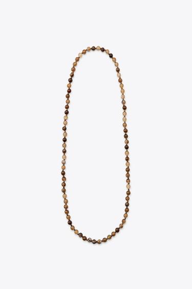 STONE BEAD NECKLACE - Brown by Zara