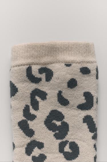 DLHÉ TERMO PONOŽKY SO ZVIERACÍM VZOROM - Béžová zn. Zara
