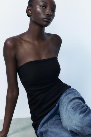 ASYMMETRIC PLEATED TOP - Black by Zara