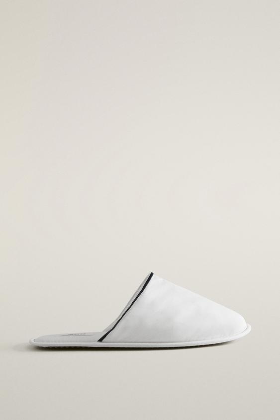 Zara SCALLOPED MULE SLIPPERS - White - Image 0