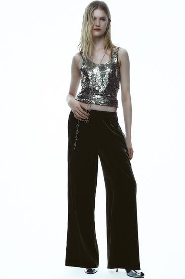 PANTALÓN PIJAMERO TERCIOPELO ZW COLLECTION - Gris de Zara