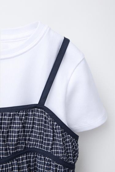 CHECKED BLOUSE AND T-SHIRT COMBO - Navy blue by Zara - Image 2