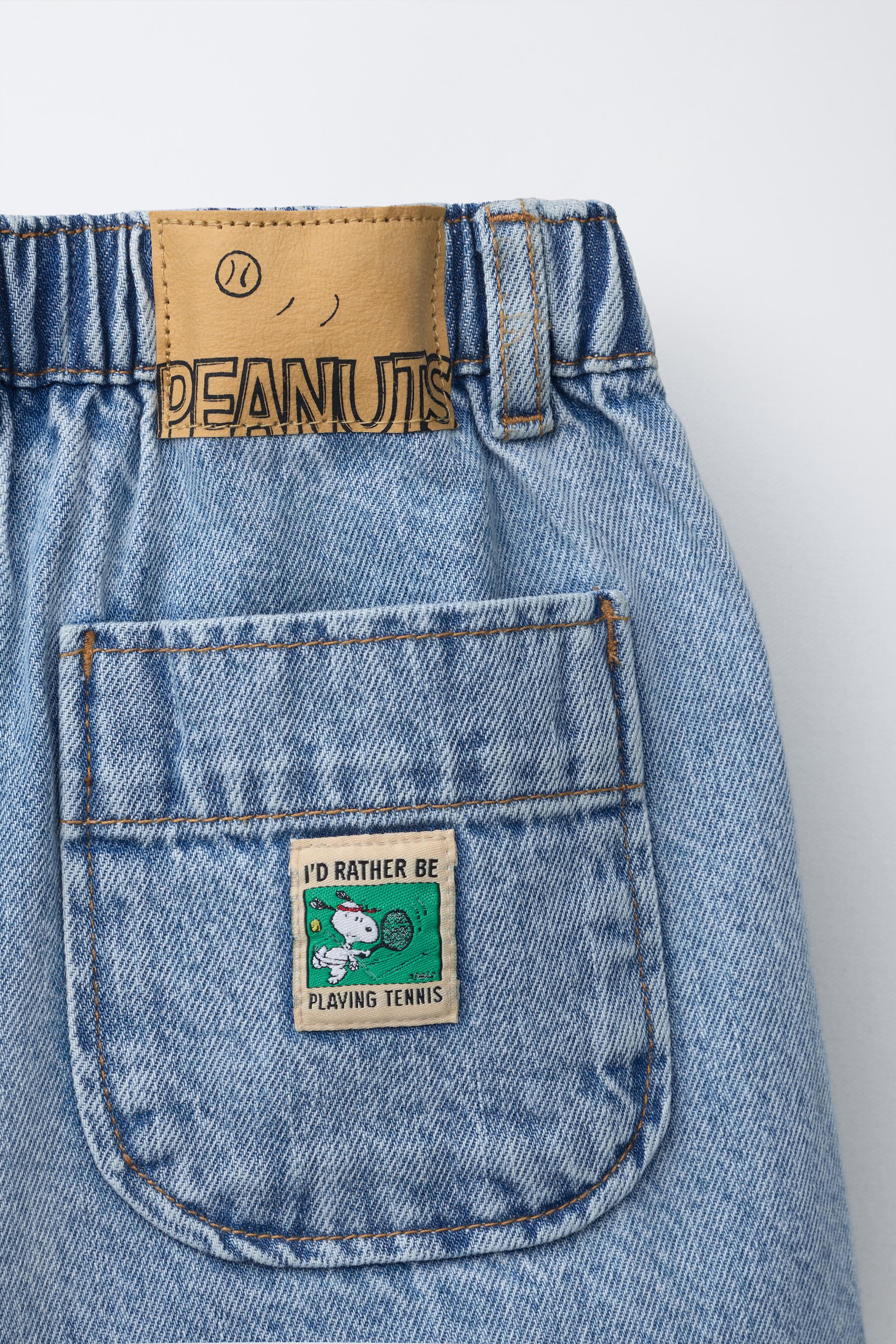 SNOOPY PEANUTS™ DENIM SHORTS - Mid-blue | ZARA Canada