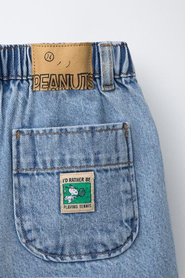 SNOOPY PEANUTS™ DENIM BERMUDA SHORTS - Mid-blue by Zara - Image 3