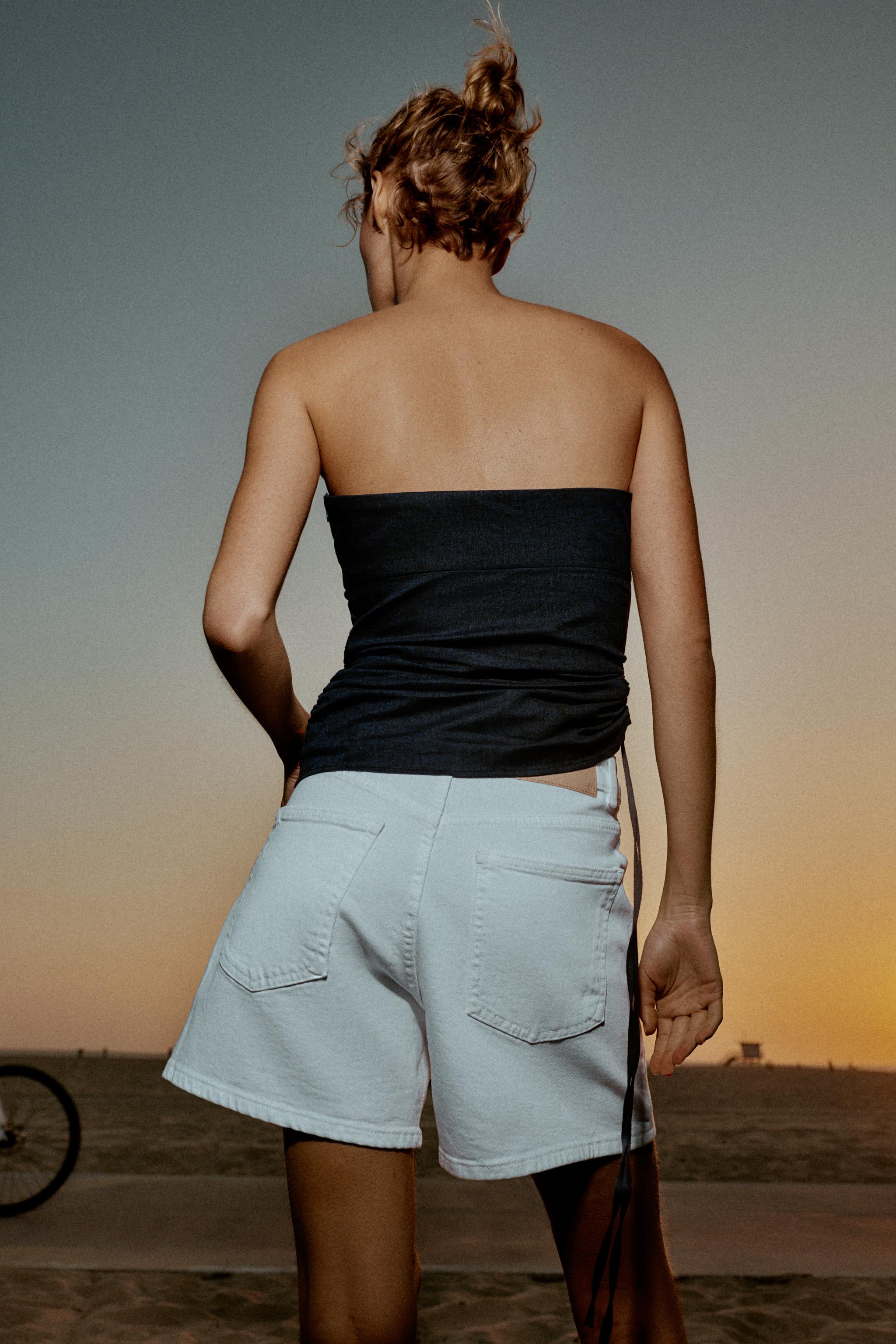 DRAPED LINEN TOP